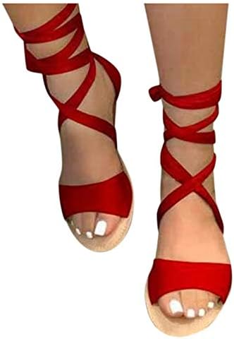 Women's Summer Casual Strappy Sandals Dressy Cute Square Toe Comfortable Flat Shoes Sandals for Women Knee High Boots Retro Sandals Flat Sandals Open Toe Lace Up Platform Heels Shoes