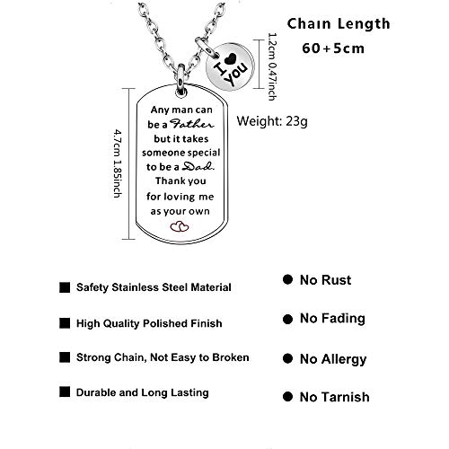 Jqfen Stepdad Father Necklace Gift,Any Man Can Be A Father Thank You Loving Me As Your Own,Father's Day Dad Birthday Christmas Keyring #TOP1