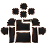 Asgohme Fit for Subaru WRX 2015-2021 Accessories, Upgraded Custom Non-Slip Cup Holder Inserts, Center Console Liners, Door Pocket Pads, Interior Liner Mats (Manual Parking Brake, 13-PCS, Orange Trim)