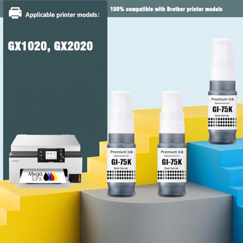 Image of KOSH GI-75 Refill Ink Compatible for Canon MAXIFY GX1070 GX2070 Printers