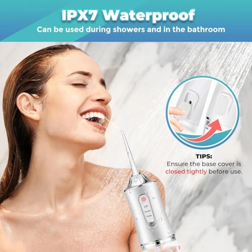 Image of Water Flosser Portable Oral Irrigator - Cordless & Rechargeable, 3 Modes, 4 Jet Tips, IPX7 Waterproof, 200ml Detachable Water Tank - Dental Teeth Cleaner for Home & Travel ((Modal-1))