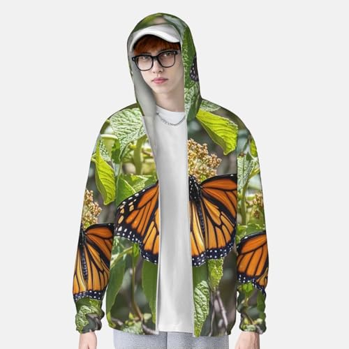 UPF 50+ Sun Protection Hoodie Rash Guard Long Sleeve Sun Shirt Monarch Butterflies UV Shirt Full Zip Jacket4