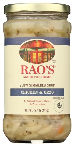 Image of Rao's Made for Home Chicken Orzo Soup, 16 oz, Traditional Italian Heat and Serve Soup, Made with Premium Quality Ingredients (Pack of 4)