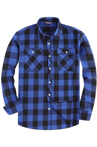 JupiterSecret Mens Flannel Plaid Shirts Long Sleeve Button Down Casual Shirt Regular Fit with Pockets