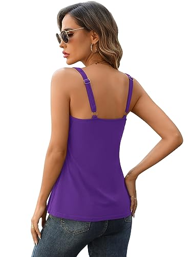 Image of V FOR CITY Tank Top for Women with Built-in Padded Bra Adjustable Wide Strap Camisole Cotton Cami Shirts