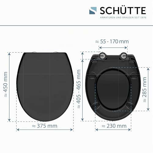 Abattant WC noir avec frein de chute 250 kg – Schütte