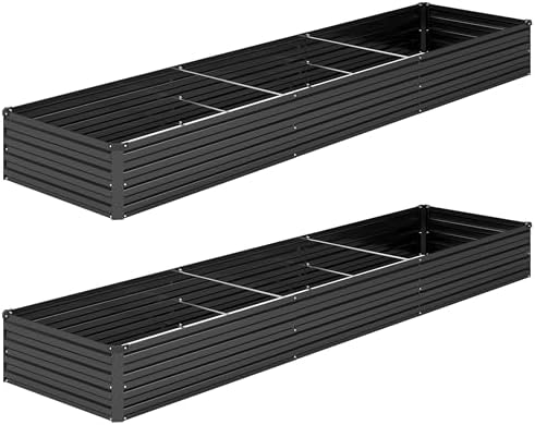 DIIYIV 2PCS 12x2x1FT Galvanized Raised Garden Bed Kit,Vegetable B...