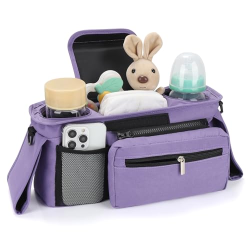 image for Accmor Universal Stroller Organizer with Insulated Cup Holder Detachab