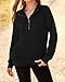 BTFBM Fall Fashion 2025 Quarter Zip Pullover Women Quilted Sweatshirt Lightweight Button Down Long Sleeve Shirts Tops(Black, Large)