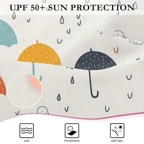 Girls Swimsuit Cute Umbrella Rain Long Sleeve One Piece Bathing Suit for Kids UPF 50+ Rash Guard Swimwear 3-124