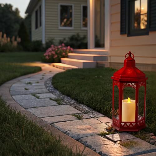 Luz de mesa que funciona con pilas estilo farol vintage de 15 pulgadas 5