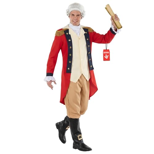 Morph George Washington Costume Adult With Wig, Founding Father Costume, Colonial Costumes Men, 4th of July Outfits, X-Large