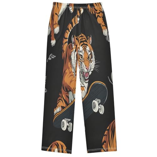 Boy's Pants Tiger Riding Skateboard Jogger Pants Elastic Waist Long Bottoms Trousers with Pockets 6-14 Years