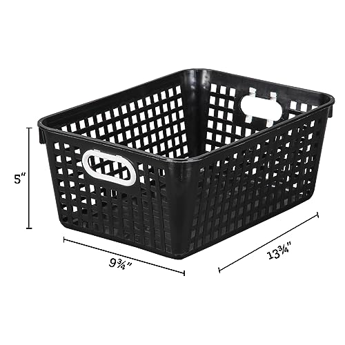 Image of Really Good Stuff Large Plastic Storage Baskets with Handles - 6 Pack | 13.75 inch x 9.75 inch x 5 inch, Neon Group Colors, for Books & Supplies, Organize Classroom & Home