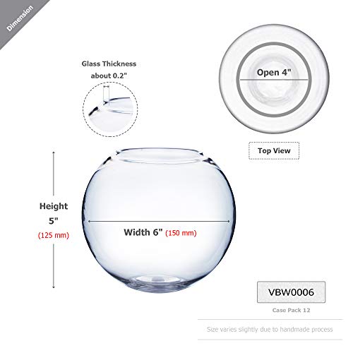 Wgv Bowl Glass Vase, Diameter 6", Height 5", Open Width 4", (Multiple Sizes Choices) Clear Bubble Planter Terrarium Fish Bowl For Wedding Event Home Decor, 1 Piece (Vbw0006) #TOP1