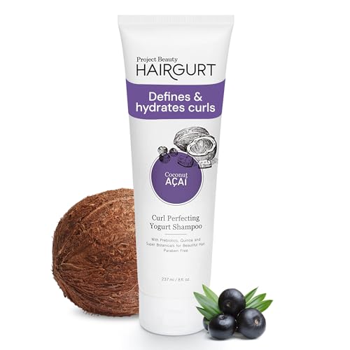 Hairgurt Coconut Acai Curl Perfecting Yogurt Shampoo – Enhances Curly & Wavy Hair – Sulfate-Free, Natural Formula, 8 oz