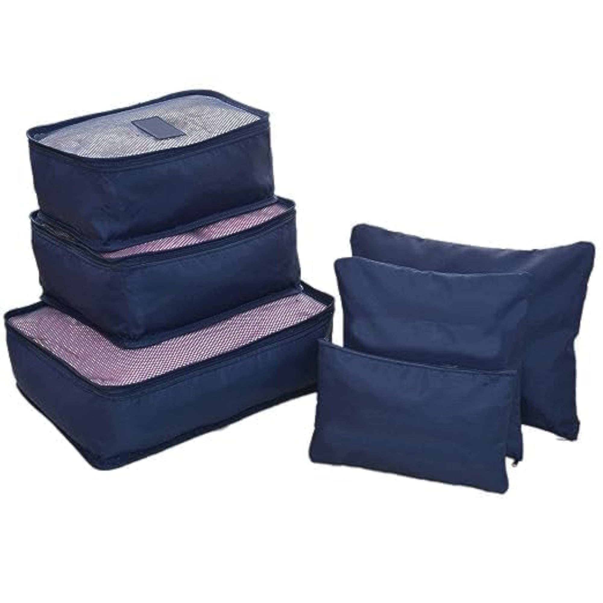 6 Pcs Travel Packing Organiser Bags, Navy Blue