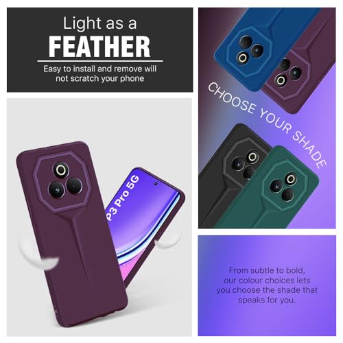 Image of WOW IMAGINE Slim Back Cover for Realme P3 Pro 5G | Blade Series Ultra Thin Case | Camera Protection | Soft Matte Silicone Flexible Mobile Case - Purple