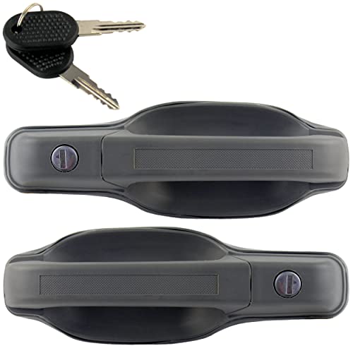 Lot 2 poignée de porte extérieure compatible pour Iveco Daily (1989-1999) porte avant gauche et avant droite ou porte latérale coulissante droite ou porte battante arrière. Avec 2 clés identiques Cover