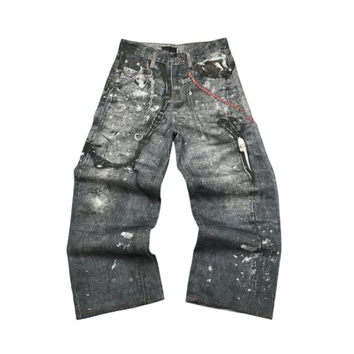 Men’s Yellow Mud Washed Jeans, Loose Straight Fit, Gradient Color, Summer Baggy Denim Pants4