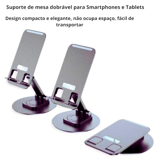 Suporte De Mesa Com Base De Metal Para Smartphones, Celulares, Ipads e Tablets - Resistente, Ajustáv