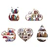 Elecrelive 10pcs Book Charms Acrylic Bookshelf Pendants Teacher Theme Charms with Heart Teardrop Cat Shape for DIY Earring Necklace Bracelet Teacher Appreciation Gifts