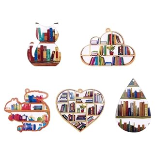 Elecrelive 10pcs Book Charms Acrylic Bookshelf Pendants Teacher Theme Charms with Heart Teardrop Cat Shape for DIY Earring Necklace Bracelet Teacher Appreciation Gifts
