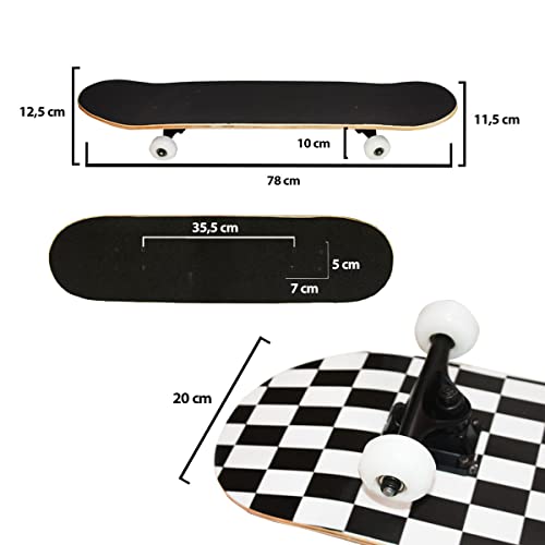 Skate Semi Profissional Montado Completo Modelos 7.5 Xadrez