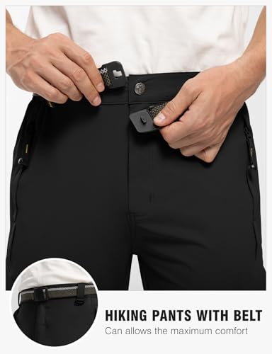 TBMPOY Men's Lightweight Hiking Pants with Belt 5 Zip Pockets Waterproof Quick-Dry Travel Fishing Work Outdoor Pants - Image 5