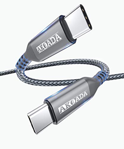 AkoaDa USB C naar USB C kabel 3M, USB type C 100W 20V/5A PD snellaadkabel met E-Mark Chip oplaadkabel datakabel voor MacBook Pro, iPad Pro 2020,2018, MacBook Air, ChromeBook Pixel, Galaxy S21/S20 (grijs)