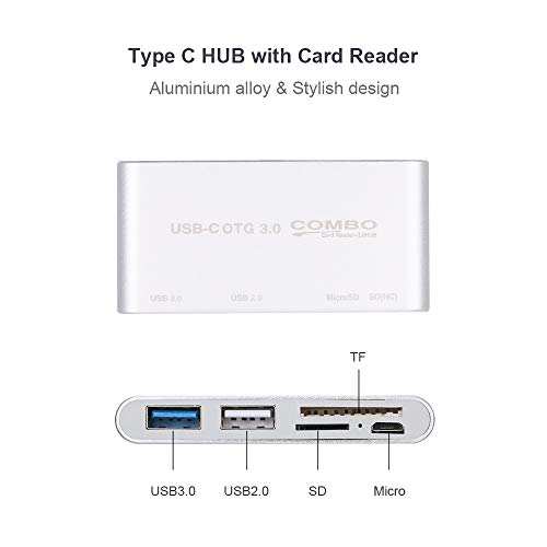 Image of Tooarts USB C USB 3.1 Type C HUB with Card Reader 5 in 1 USB-C Hub Type-c OTG Hub Combo USB3.0 Multi Spliter for MacBook Pro Air(Sliver