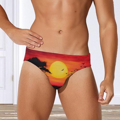 African Giraffe Sunset Men's Swimsuit Bikini Briefs Swim Underwear Stretchy Swimwear2