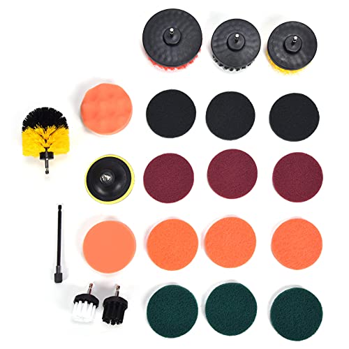 Kit brosse pour perceuse rotative et tampons pour récurer efficacement