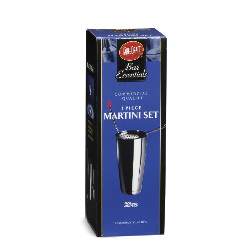 Tablecraft H1231 Stainless Steel Martini Set With Shaker, 11-Inch Bar Spoon And Julep