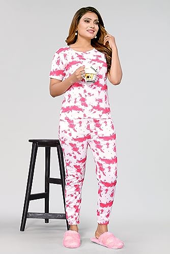 Image of VJ Fashion Women's Cotton Lycra Printed & Knitted Round Neck Night Wear Set of Top and Pazama