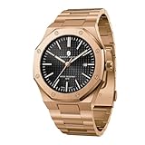 SAPPHERO Men's Watch Octagonal Stainless Steel 50M Waterproof Luminous Wristwatch Luxury Analog Quartz Watch for Men with Date Elegant Mens