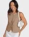 UEU Women Summer Crop Vest Top Sleeveless Crew Neck Tank Tops Y2k Streetwear Light Coffee X-Large