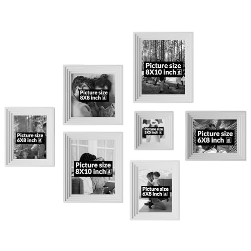 Image of Art Street White Collage Photo Frame Set for Wall Decor | Multi Size Wooden Picture Frames Gallery Wall Set for Family Photos | Modern Wall Photo Frames for Living Room, Bedroom & Home Decoration