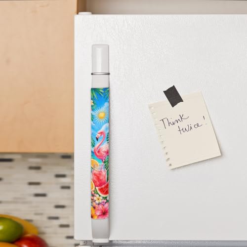 Image of Refrigerator Door Handle Covers Set of 2 Summer Flamingo Beach Washable Fridge Dishwasher Mocrowave Oven Stove Decor Protector Handle Cover Keep Kitchen Appliance Clean from Food Stains Decorate