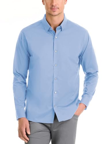 Van Heusen Men's Classic Fit Stain Shield Never Tuck Stretch Solid Button Down Shirt