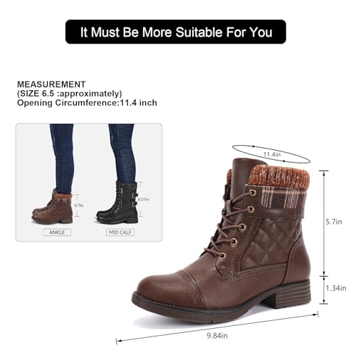 Image of STQ Womens Combat Boots Lace Up Ankle Booties With Side Zipper Fall Winter