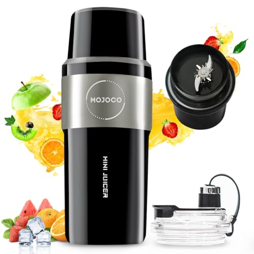 Mojoco Personal Smoothie Blender – Vacuum Insulated Blender for Fruits and Vegetables - Rechargeable Portable Blenders with Stainless Steel Blade for Travel, Camping, Gym