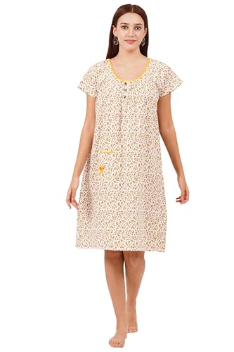 Image of Breezly Woman's Long Short Calf Length Pure Cotton Nighty