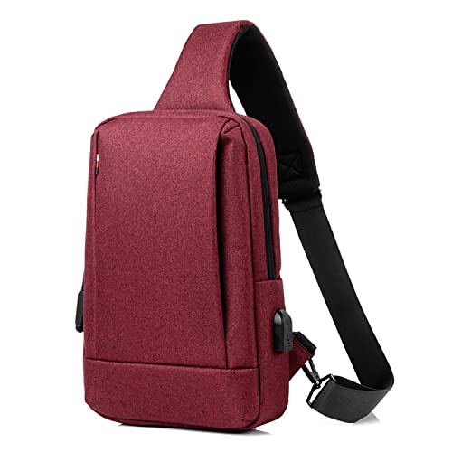 JFJL Petit Sac À Dos À Bandoulière Bandoulière pour Hommes Femmes, Sac À Dos Léger À Une Sangle Sac À Dos Sac À Dos pour Randonnée, Marche, Vélo, Voyage, Cyclisme, Port De Chargeur USB,Rouge Cover