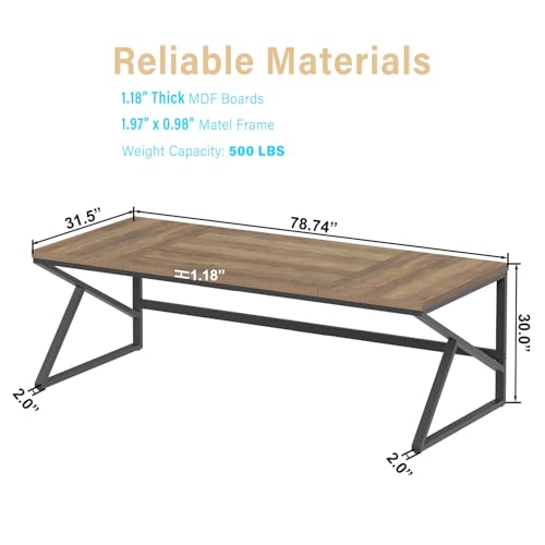 Image of HSH Extra Large Home Office Desk, Rustic Wood and Metal Computer Desk for 2 People, 78 Inch Long Executive Writing Study Gaming Double Desk Workstation, Bedroom Living Room PC Table for 2 Monitors