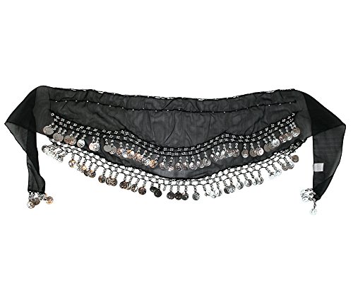 Kid Size Belly Dance Hip Scarf Wrap Belt Tribal Sash Skirt SILVER Coins Party Favor
