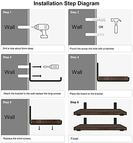 Mkouo Rustic Wood Floating Shelves Decoractive Wall Storage Shelf with Lip Brackets for Living Room Bathroom Kitchen Hallway Office, Set of 2