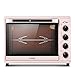 Horno De Encimera De 42 L con Hierro Fundido Esmaltado, Plancha Y Tapa, Hornos Tostadores Retro Inteligentes, Horno Tostador para Galletas para Hornear Pizza, Rosa Estético Y Práctico