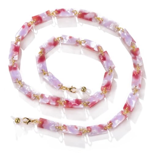 Image of kkjoy Acrylic Glasses Chain Colourful Squares Beach Holidays Sunglasses Holder Strap Eyeglass Lanyards for Women Men