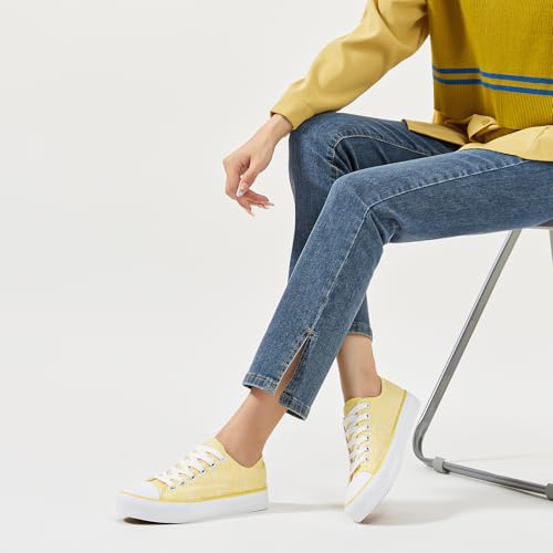Image of yageyan Womens White Tennis Shoes Low top Canvas Sneakers Women Fashion Shoes for Walking Casual Canvas Comfortable